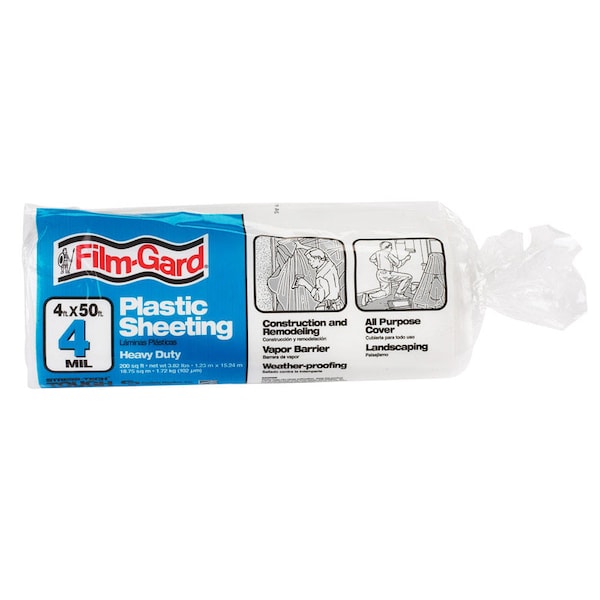 Film-Gard Film-Gard Plastic Sheeting 4 mil X 4 ft. W X 50 ft. L Polyethylene Clear 1 pk 626159 - main